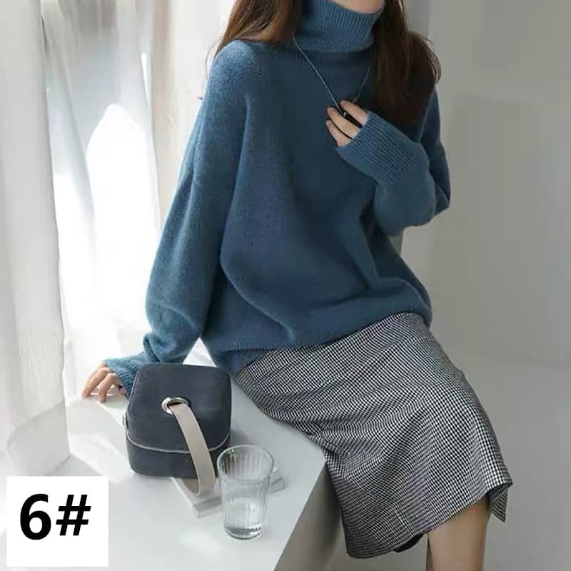 ゆったりシルエットニットタートルネックシャツ