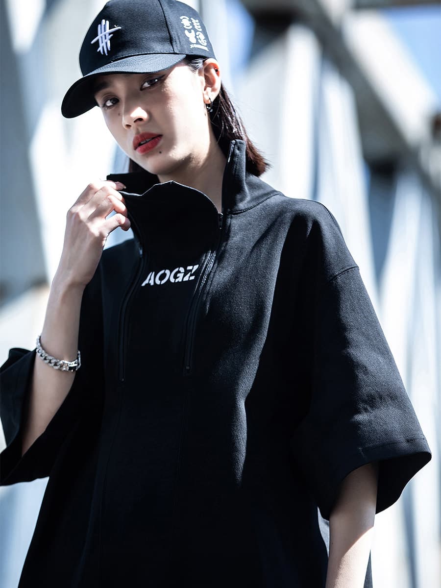 タートルネック  レディース　半袖オーバーサイズ ハイネック プルオーバー S~2XL