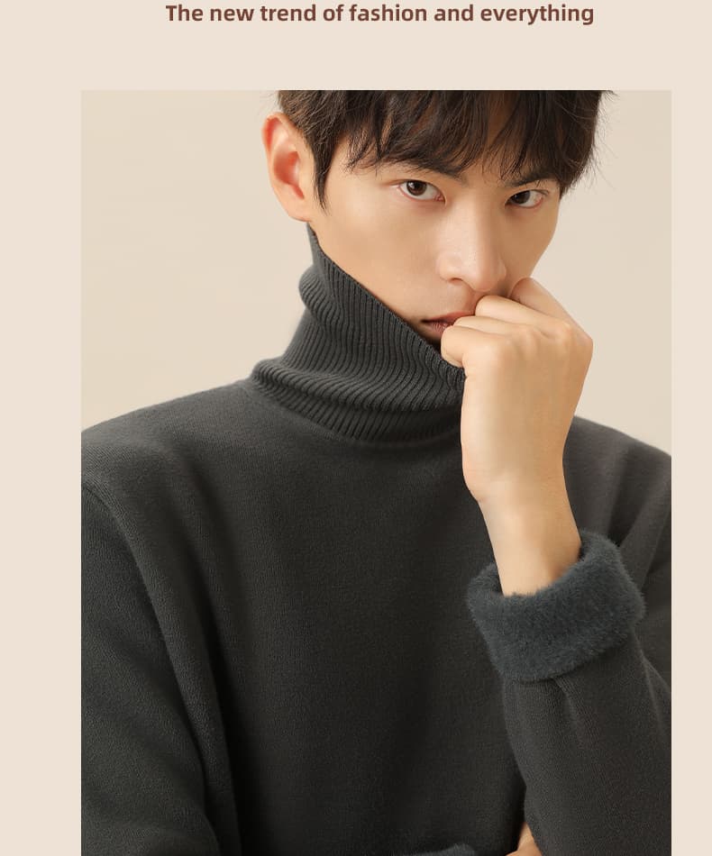 リブ編みハイネックニットシャツ　定番シリーズ　大きいサイズ　M~4XL タートルネック　メンズ　長袖