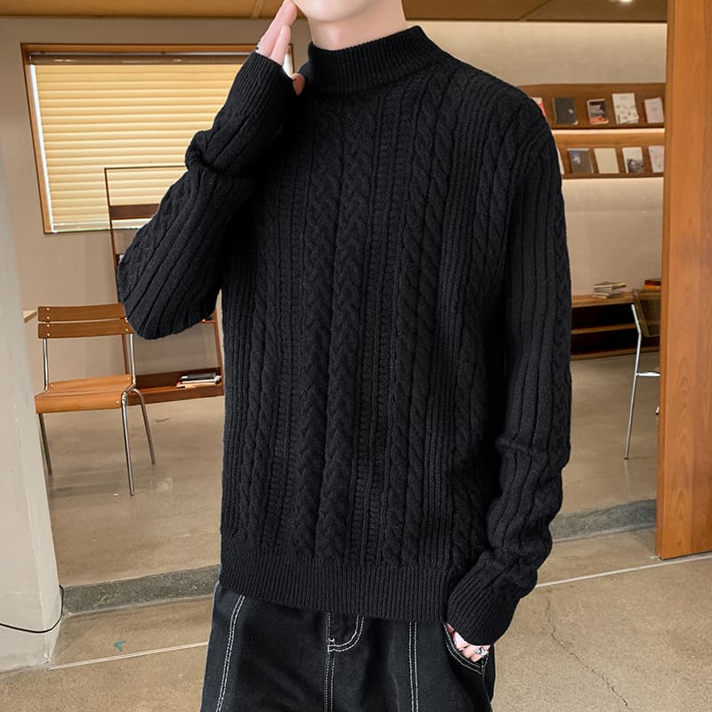 タートルネック　メンズ　長袖　伝統的な編み目セーター　大きいサイズ　ぽっちゃり対応　秋冬　M~5XL