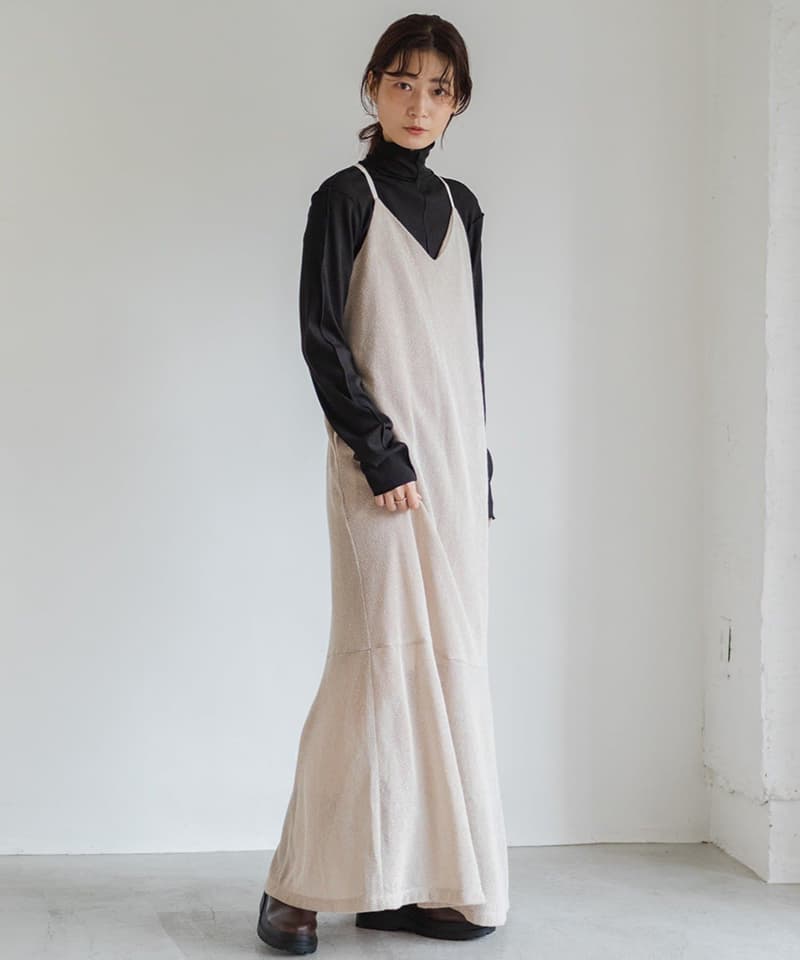 上品リブ編みタートルネック長袖シャツ S〜M