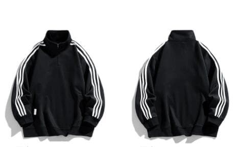 袖ライン入りハーフジップタートルネックトレーナー　メンズ　M〜3XL