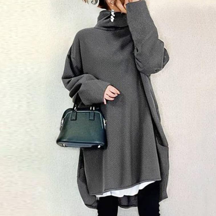 タートルネック　レディース　長袖　ゆったりシルエットチュニック S〜L