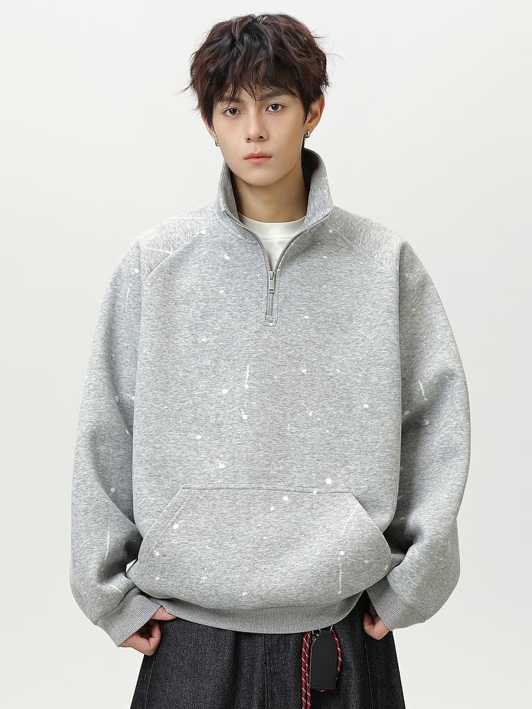 ハーフジップ裏起毛タートルネックトレーナー メンズ　M〜2XL