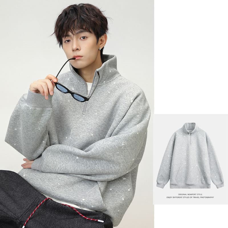 ハーフジップ裏起毛タートルネックトレーナー メンズ　M〜2XL