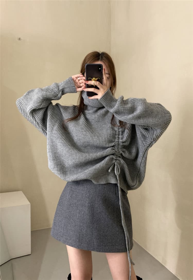 タートルネック 暖かい厚手セーター ゆったり着回し抜群ニット　レディース
