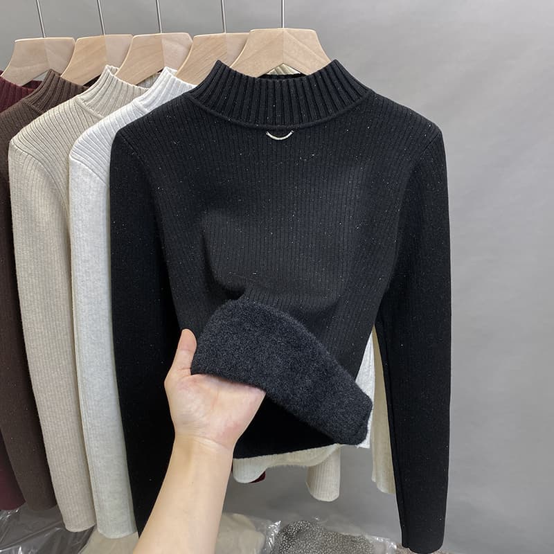 タートルネック　レディース　長袖　あったか裏起毛ニット　春秋冬 S～XL