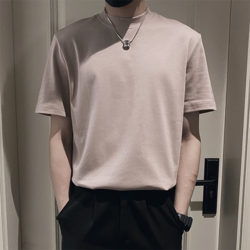 タートルネック 　メンズ　半袖　シンプル無地半袖カットソー M~3XL