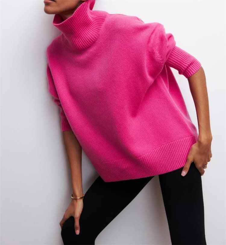 タートルネック　ゆったりシルエット ニットシャツ