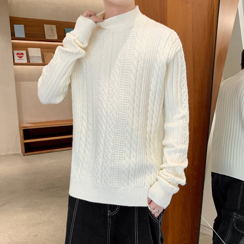 タートルネック　メンズ　長袖　伝統的な編み目セーター　大きいサイズ　ぽっちゃり対応　秋冬　M~5XL