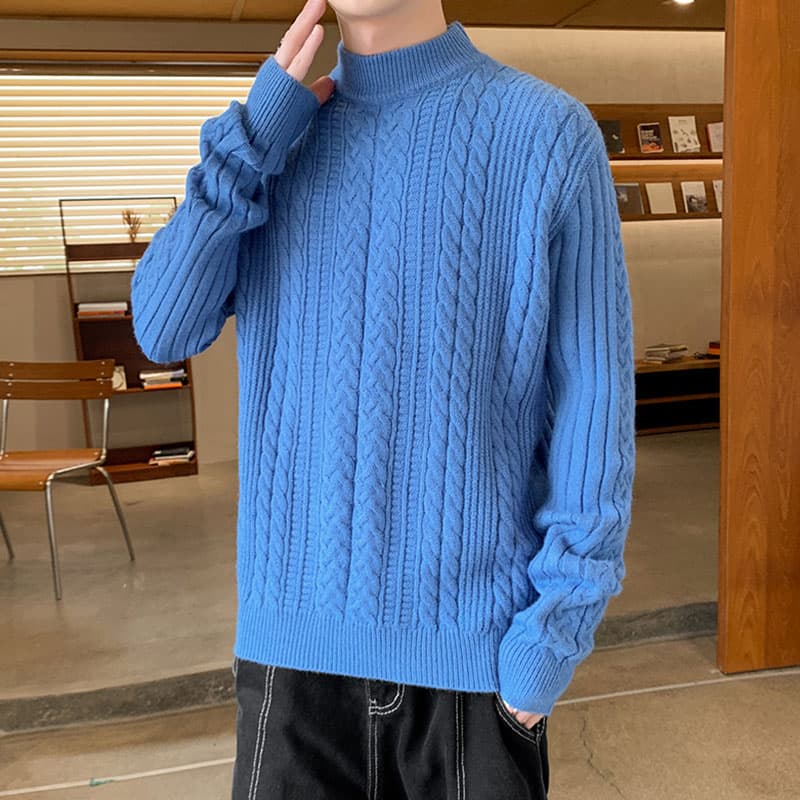 タートルネック　メンズ　長袖　伝統的な編み目セーター　大きいサイズ　ぽっちゃり対応　秋冬　M~5XL
