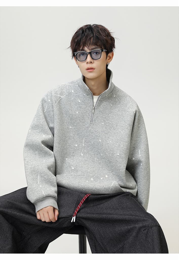ハーフジップ裏起毛タートルネックトレーナー メンズ　M〜2XL