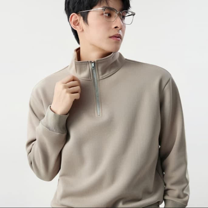 タートルネック 　メンズ　長袖　立ち襟ハーフジップスウェットトップス M〜3XL