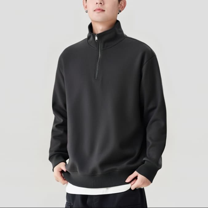 タートルネック 　メンズ　長袖　立ち襟ハーフジップスウェットトップス M〜3XL