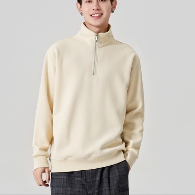 タートルネック 　メンズ　長袖　立ち襟ハーフジップスウェットトップス M〜3XL