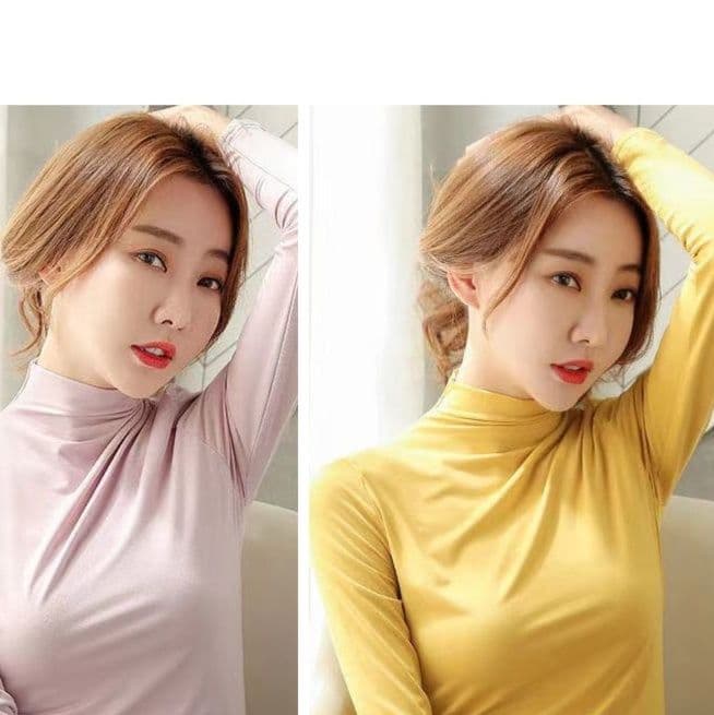 タートルネック　レディース　長袖　しなやか素材薄手長袖カットソー S~3XL