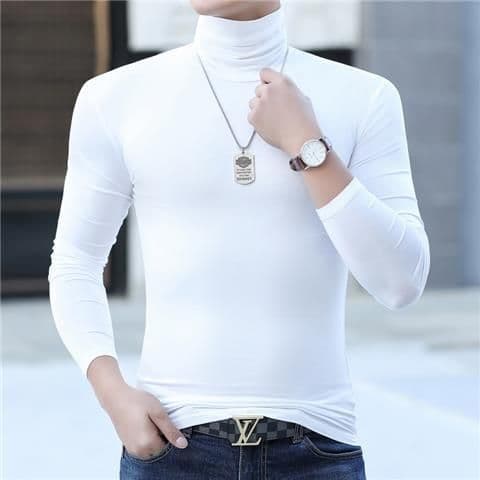 タートルネック　メンズ　長袖伸縮性抜群の薄手インナー　大きいサイズ　ぽっちゃり対応　XS~5XL