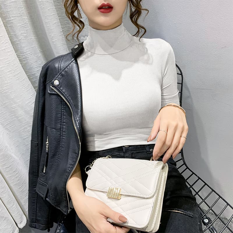 【骨格ウェーブ向け】タートルネック レディース 長袖｜花柄レース編み上品トップス　S~XL