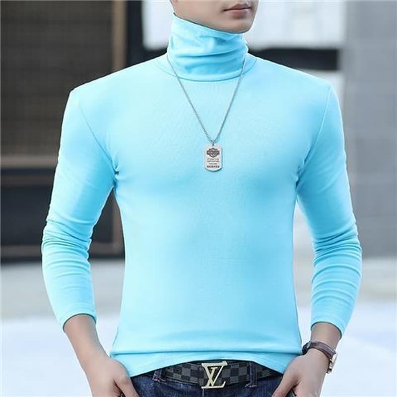 タートルネック　メンズ　長袖伸縮性抜群の薄手インナー　大きいサイズ　ぽっちゃり対応　XS~5XL