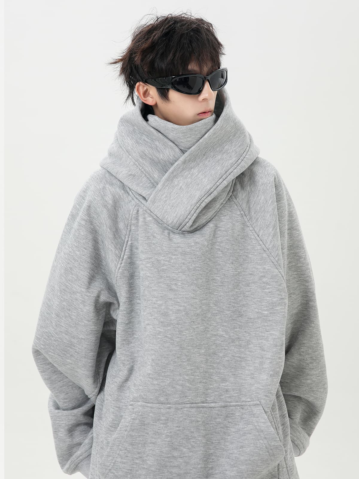 タートルネック　メンズ　長袖　 ハイネック大判パーカー M〜3XL
