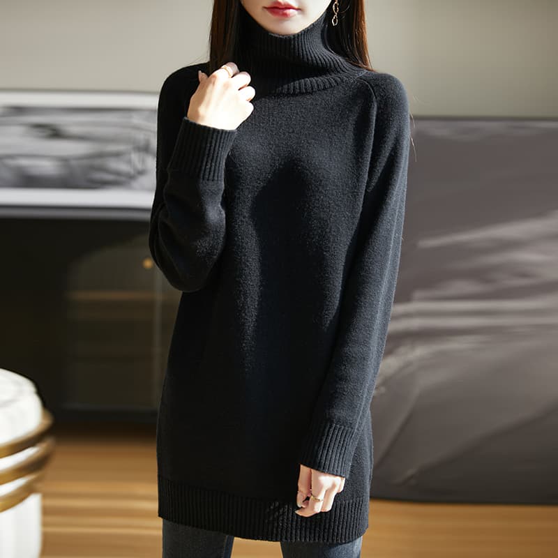 タートルネック　レディース　長袖　上質感あふれるニットワンピース M〜2XL