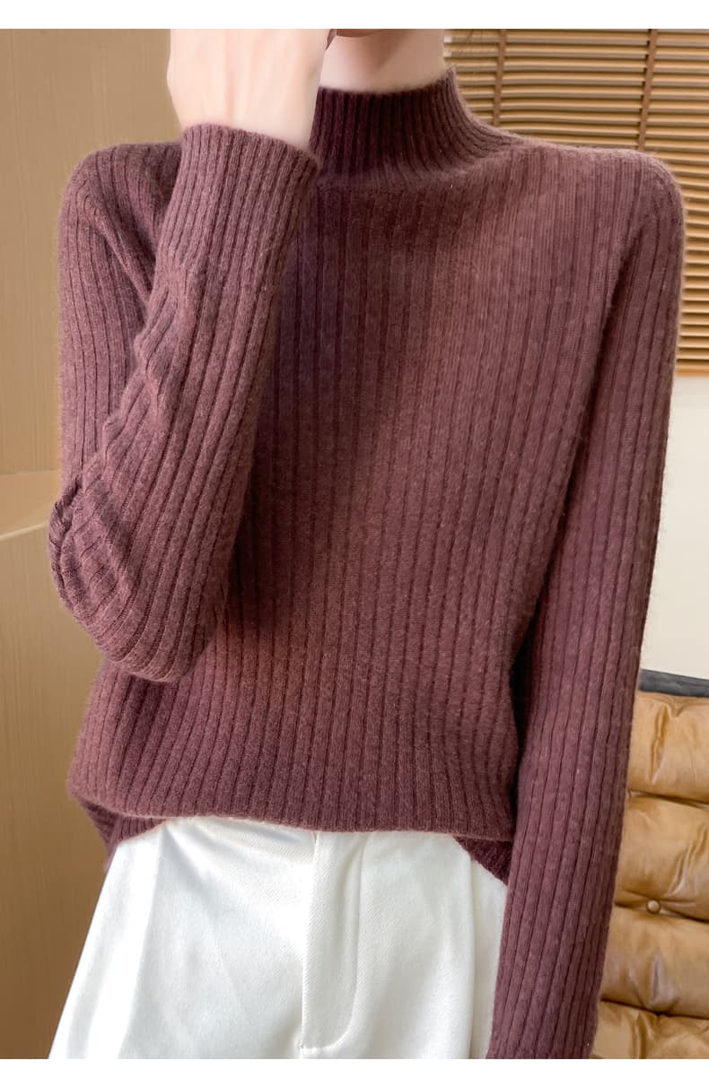 タートルネック レディース 長袖 上質リブ編みニット｜細見え・春秋冬定番（全11色）S 〜 XXL