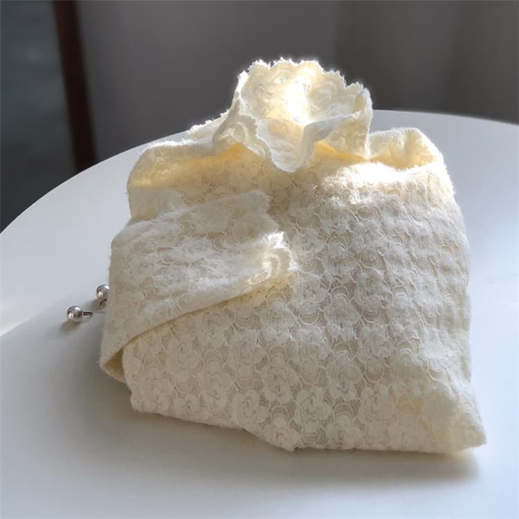 【骨格ナチュラル】花柄レース タートルネック シャツ 上品アイボリー　M L