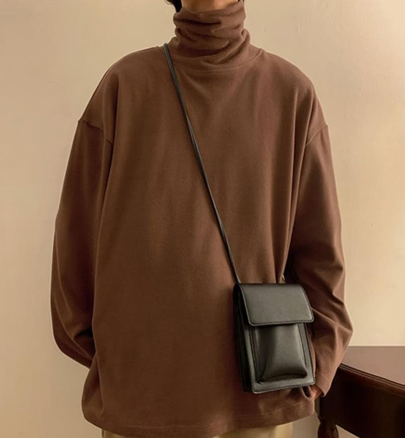 ゆったりシルエットベーシックタートルネックシャツ　定番シリーズ　大きいサイズ