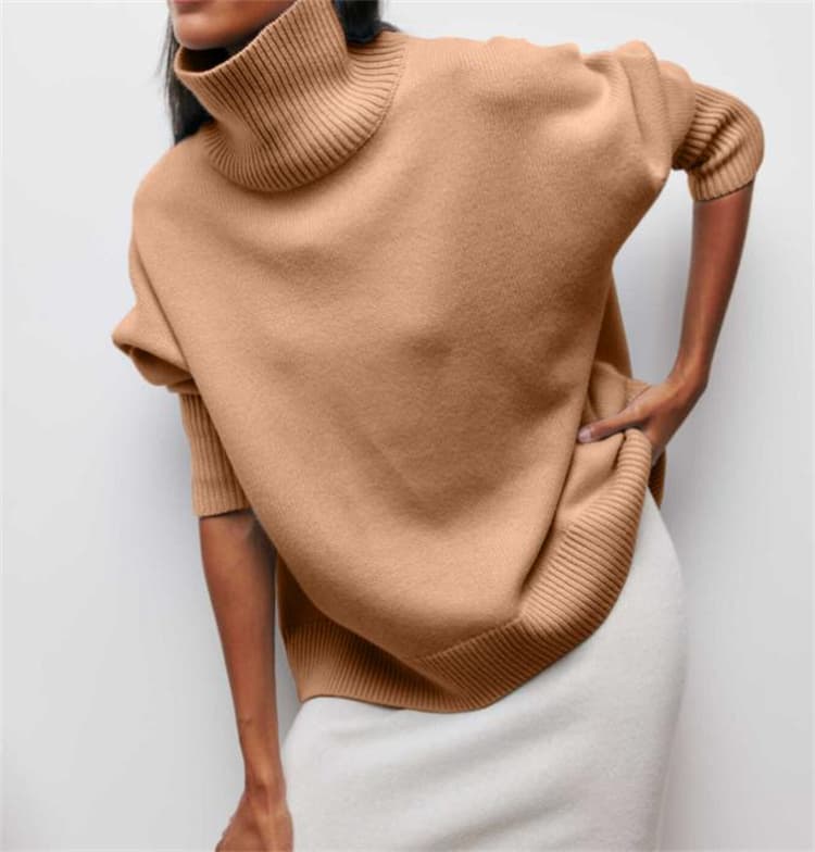 タートルネック　ゆったりシルエット ニットシャツ