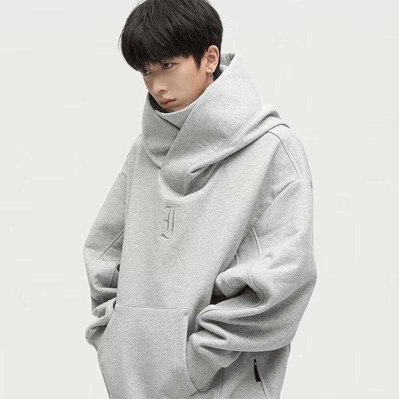 タートルネック　メンズ　長袖　高襟大判ゆったりパーカー M~3XL