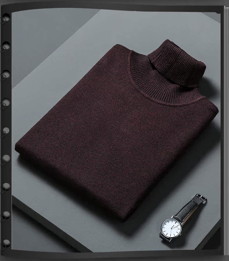 上品な編み地が魅力のベーシックタートルネックセーター　メンズ　M~4XL