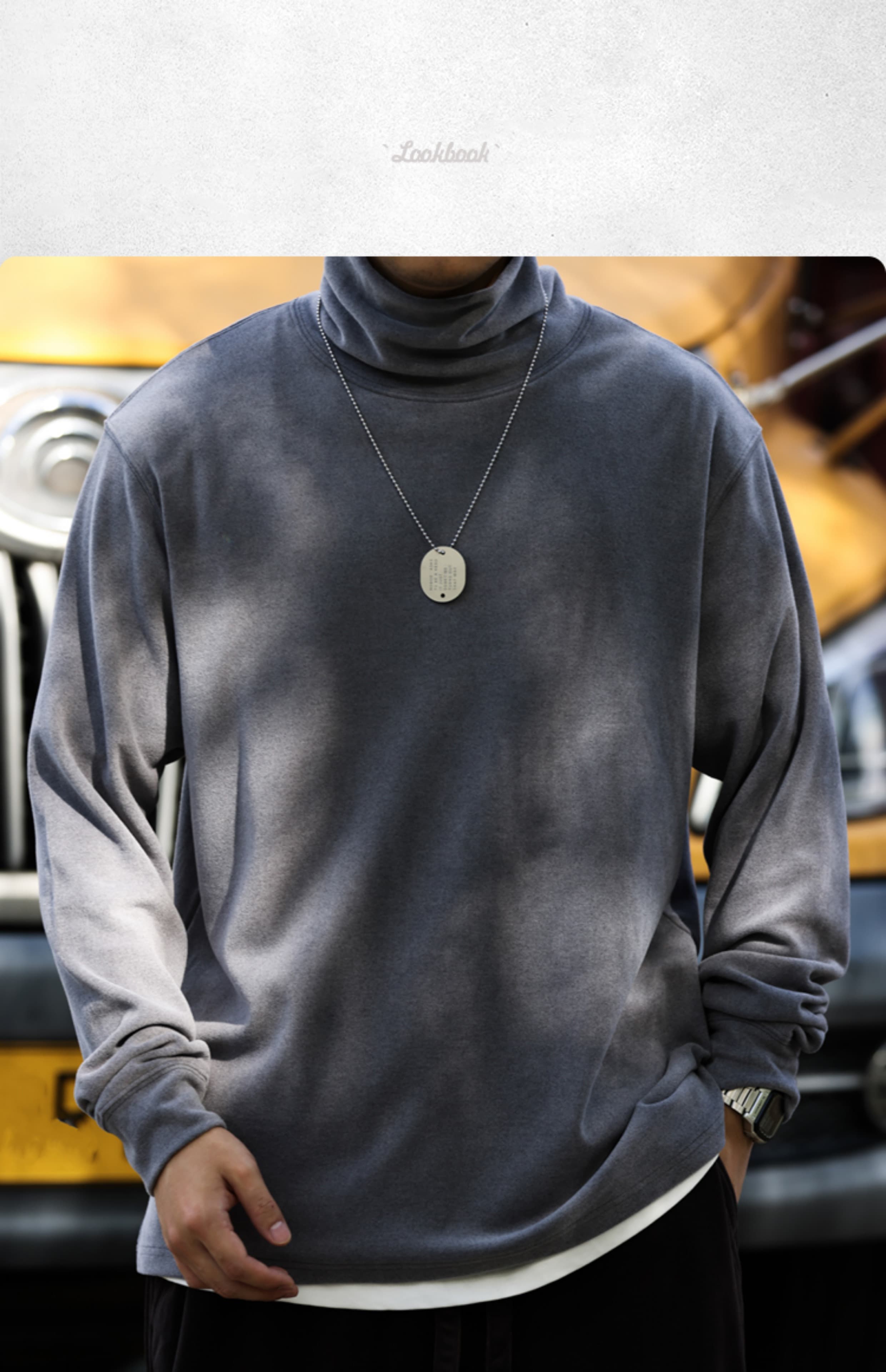 タートルネック　メンズ　長袖ゆったりシルエット M~3XL