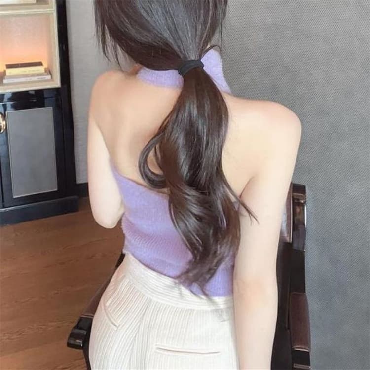 タートルネック ノースリーブ ニットシャツ レディース ハイウエスト