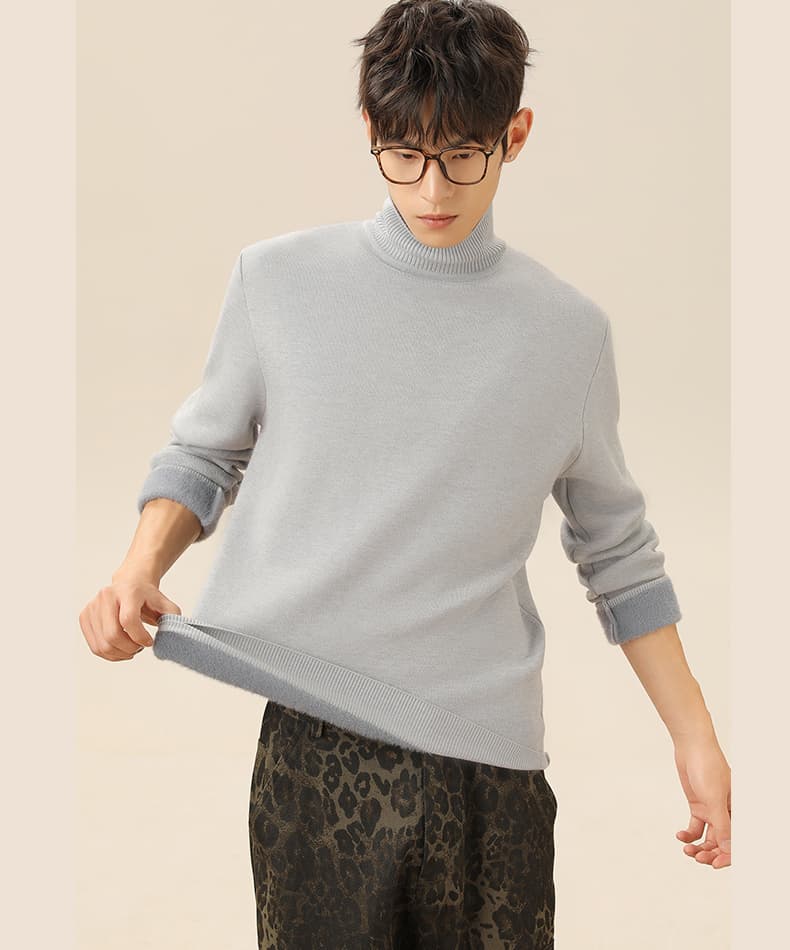 リブ編みハイネックニットシャツ　定番シリーズ　大きいサイズ　M~4XL タートルネック　メンズ　長袖