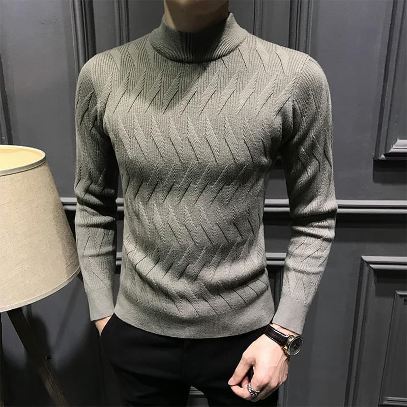 ジグザグ編み模様のタートルネックセーター　メンズ　大きいサイズ　M~4XL