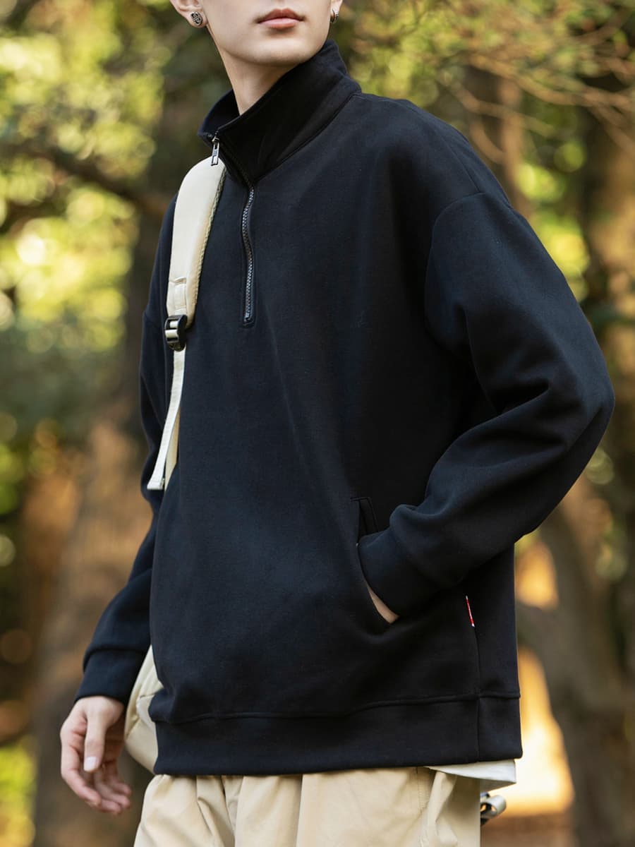 タートルネック　メンズ　長袖　 ハーフジップ スタンドカラー プルオーバー M〜3XL