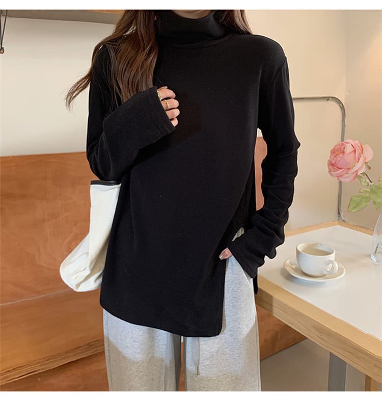 ゆったりシルエット長袖タートルネックシャツ