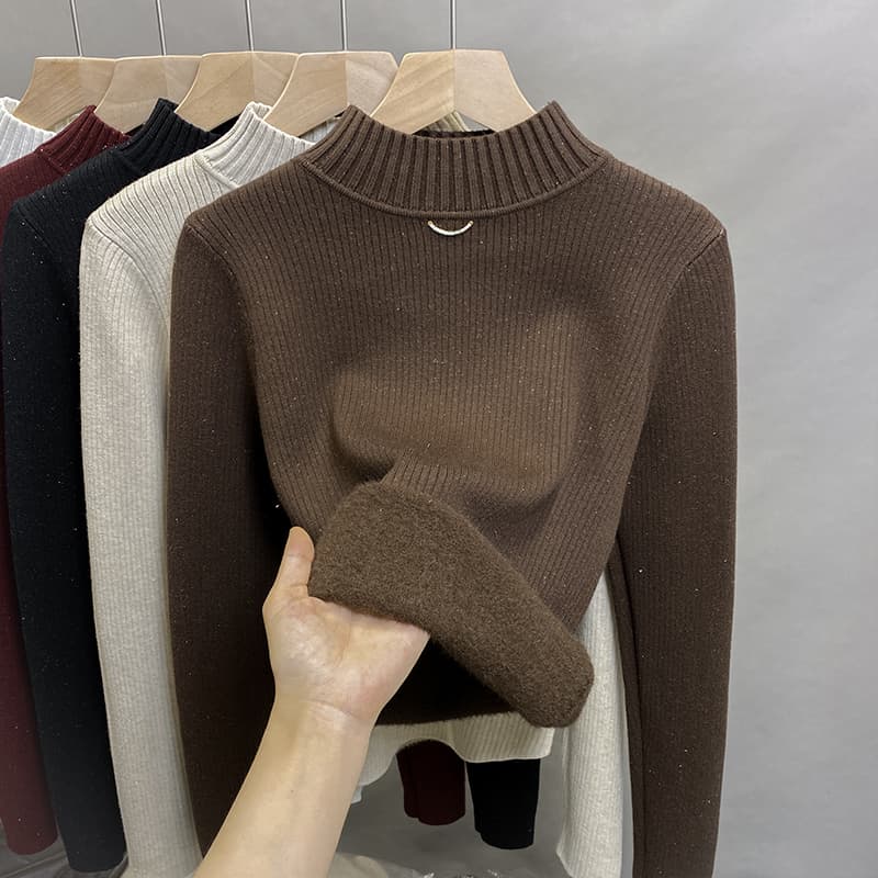 タートルネック　レディース　長袖　あったか裏起毛ニット　春秋冬 S～XL