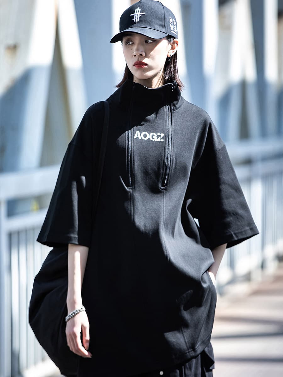 タートルネック  レディース　半袖オーバーサイズ ハイネック プルオーバー S~2XL