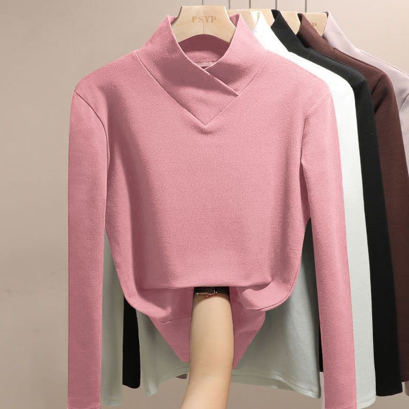 襟付きデザインタートルネック長袖インナー　M~XXXL