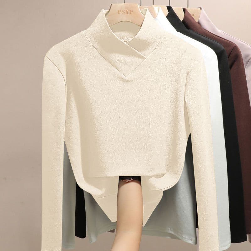 襟付きデザインタートルネック長袖インナー　M~XXXL
