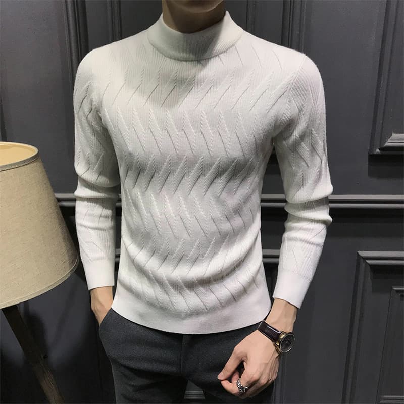 ジグザグ編み模様のタートルネックセーター　メンズ　大きいサイズ　M~4XL