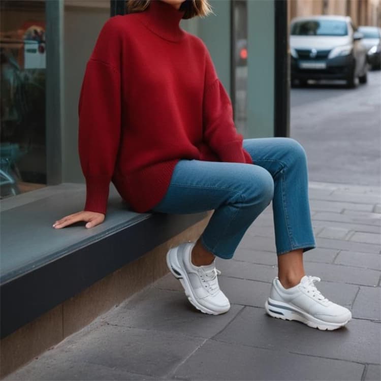 タートルネック　ゆったりシルエット ニットシャツ