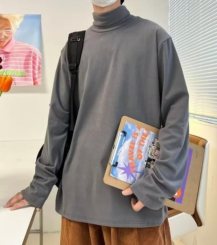 ゆったりシルエットベーシックタートルネックシャツ　定番シリーズ　大きいサイズ