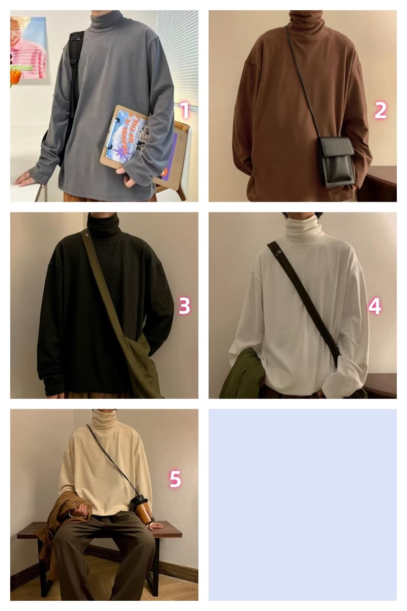 ゆったりシルエットベーシックタートルネックシャツ　定番シリーズ　大きいサイズ
