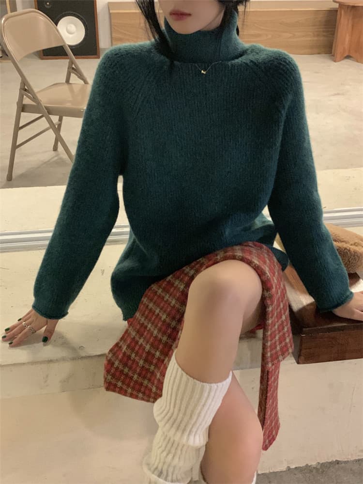 厚手タートルネックセーター ゆったりニット タートルネック　レディース　長袖