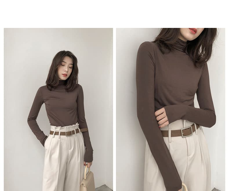 【骨格ストレート】全9色展開首元ぴったりタートルネック長袖インナー