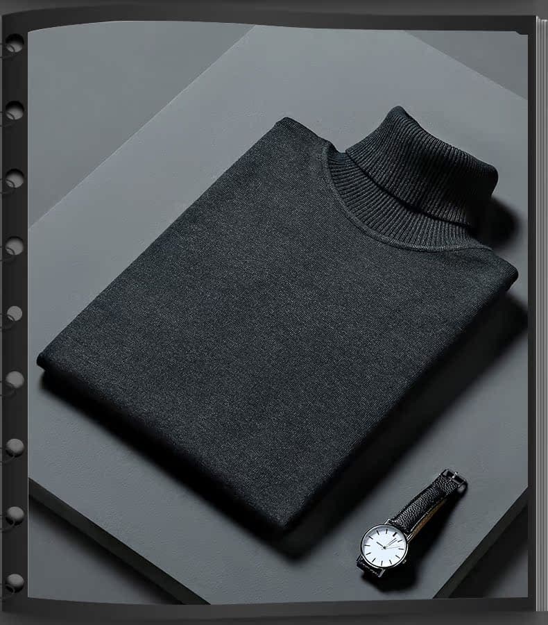 上品な編み地が魅力のベーシックタートルネックセーター　メンズ　M~4XL