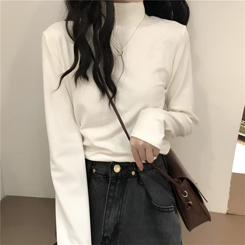 タートルネック　レディース　長袖　シンプル美シルエット　大きいサイズ　ぽっちゃり対応 M～４XL