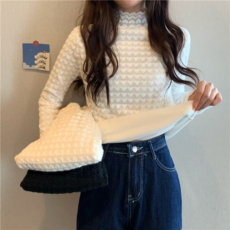 【タートルネック レディース 長袖】体型カバー 裏起毛 厚手タートルネックシャツ｜暖かく柔らかい秋冬トップス